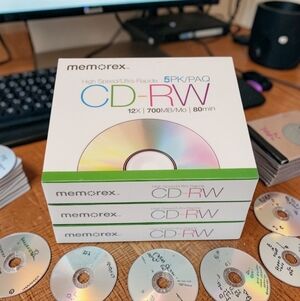 (Lot Of 3) Memorex 5-Pack High Speed CD-RW 12X 700MB 80 Min New Sealed Bundle (3